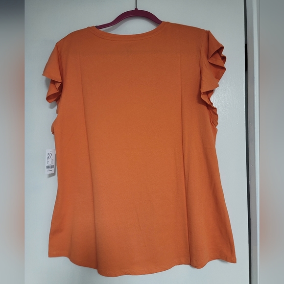 NWT NY&Co Flutter-Sleeve Crewneck T-shirt XL - Picture 3 of 3